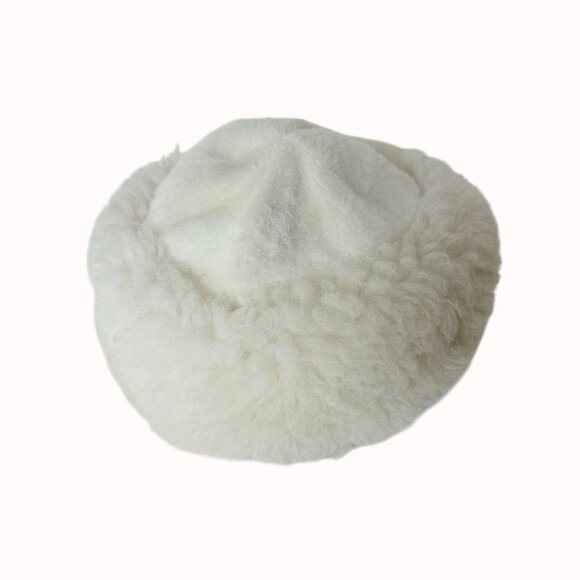 VTG White Faux Fur Hat Fluffy Winter Russian Style Retro 70s 80s Winter Fashion - Picture 10 of 14